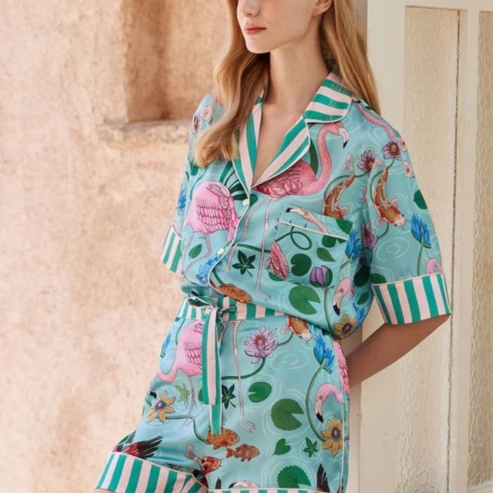 New Floral Print Women's Pajama Set XL
